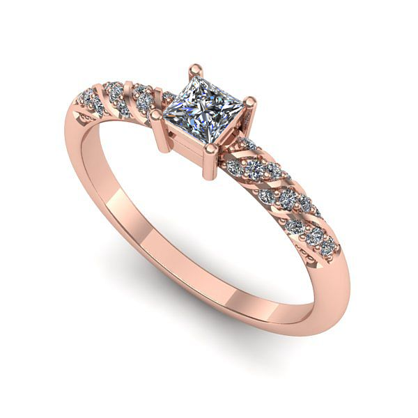 Inel de logodna din aur roz cu diamant