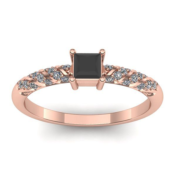 Inel de logodna cu diamant negru patrat