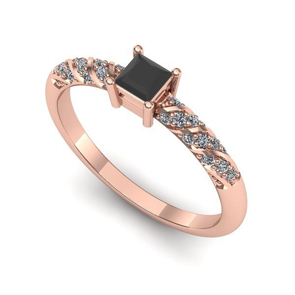 Inel logodna din aur roz cu diamant negru