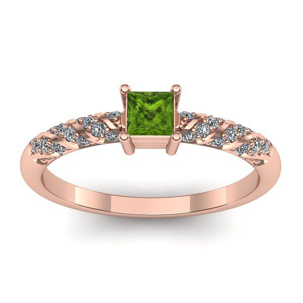 Inel logodna cu peridot patrat