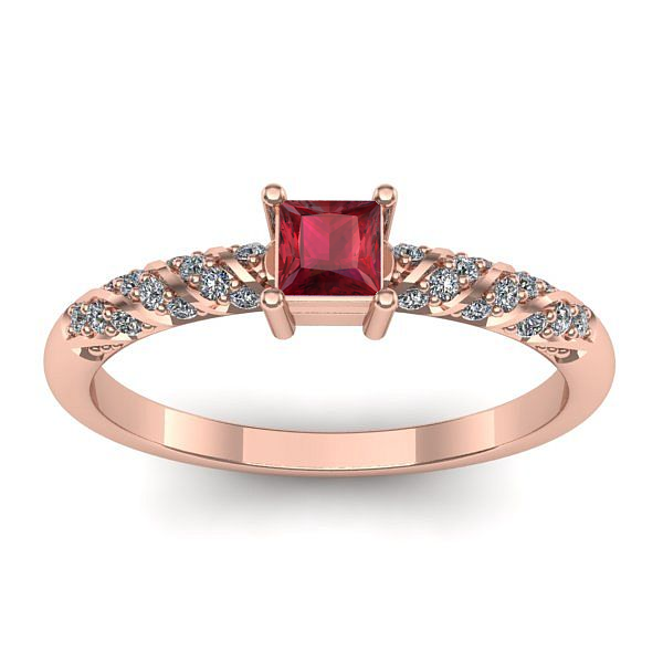 Inel cu rubin patrat