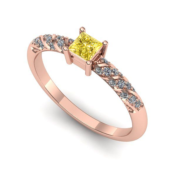 Inel logodna din aur roz cu safir galben