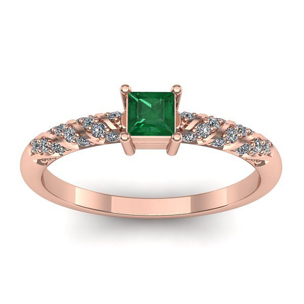 Inel de logodna cu smarald patrat