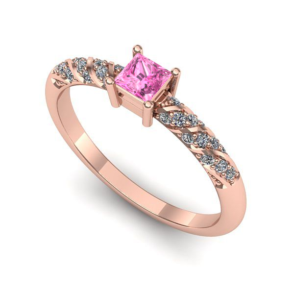 Inel din aur roz cu safir roz