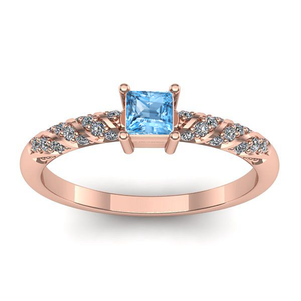 Inel de logodna cu topaz blue patrat