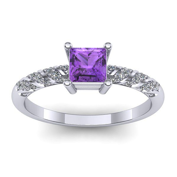 Inel logodna cu ametist patrat