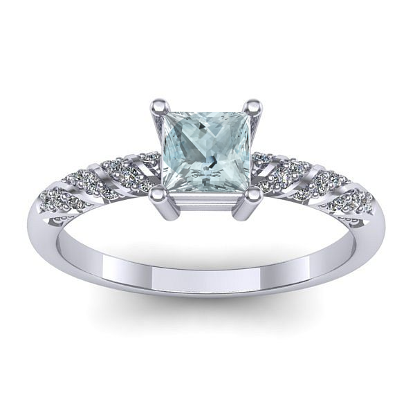 Inel de logodna cu aquamarin patrat