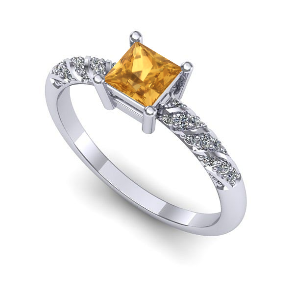 Inel din aur alb cu citrin