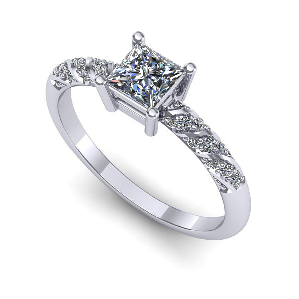 Inel de logodna din aur alb cu diamant