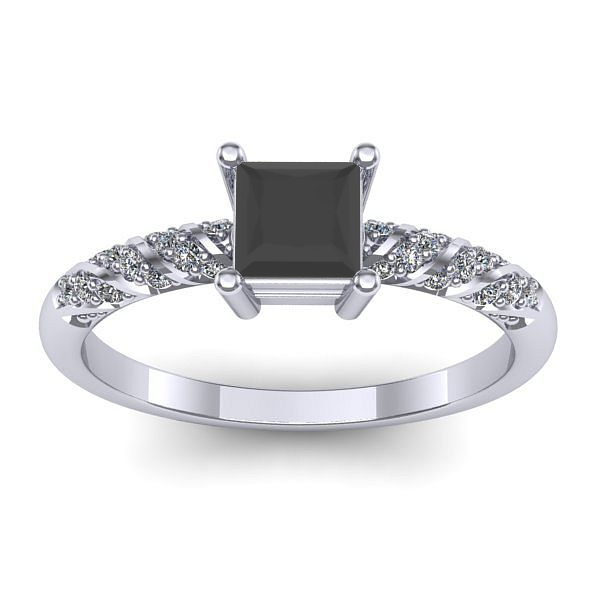 Inel logodna cu diamant negru patrat