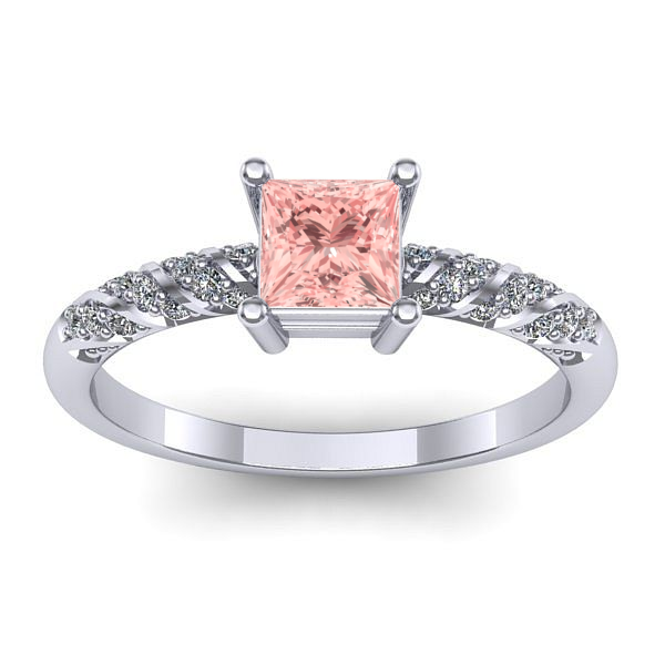 Inel logodna cu diamant de laborator roz patrat