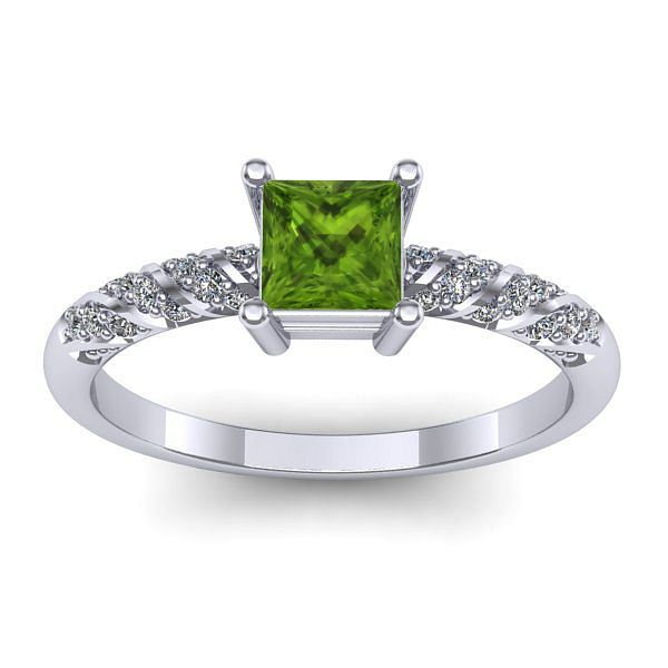 Inel de logodna cu peridot patrat