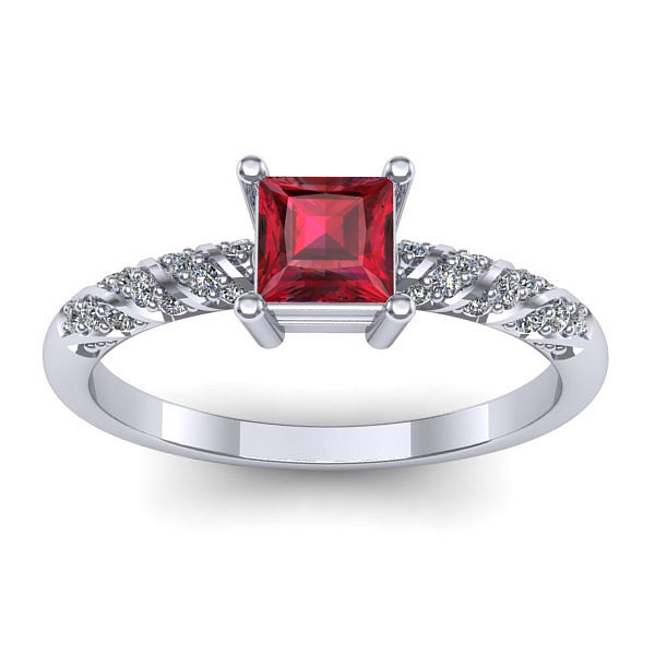 Inel de logodna cu rubin patrat