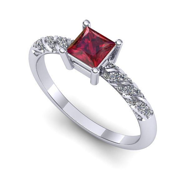 Inel de logodna din aur alb cu rubin