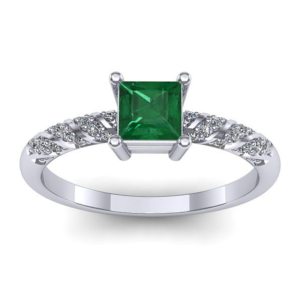Inel logodna cu smarald patrat