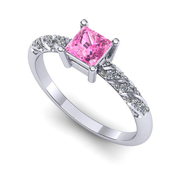 Inel din aur alb cu safir roz