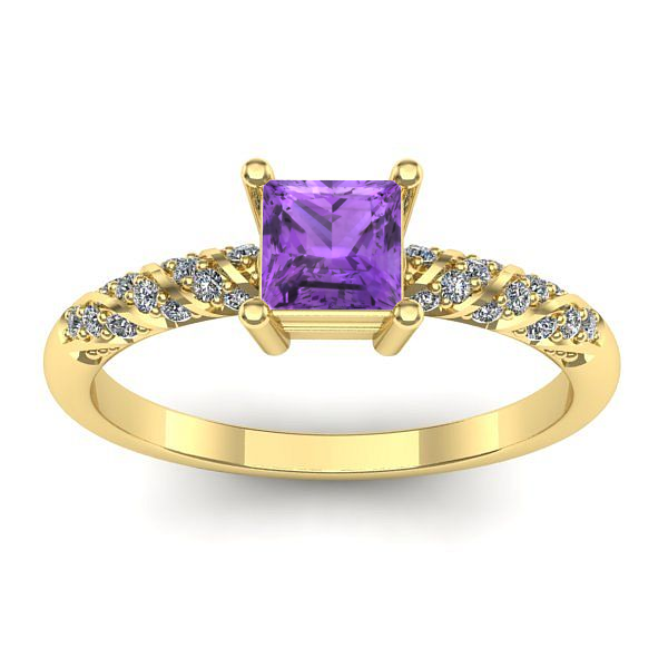 Inel cu ametist patrat