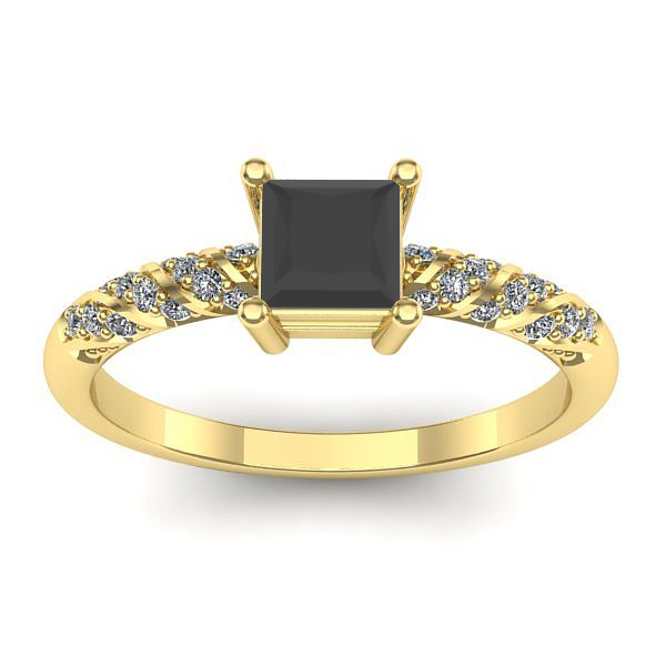 Inel cu diamant negru patrat