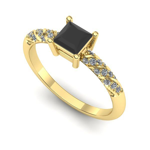 Inel din aur galben cu diamant negru