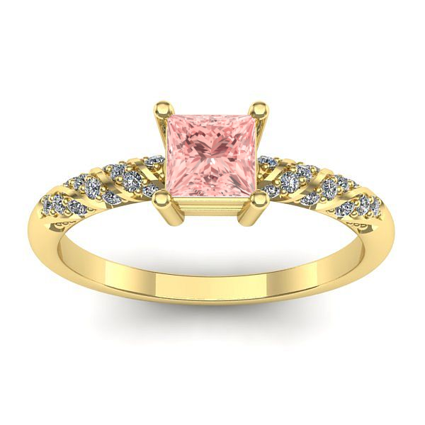 Inel logodna cu diamant de laborator roz patrat