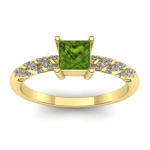 Inel de logodna cu peridot patrat