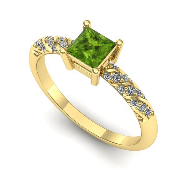 Inel de logodna din aur galben cu peridot