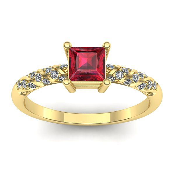 Inel cu rubin patrat