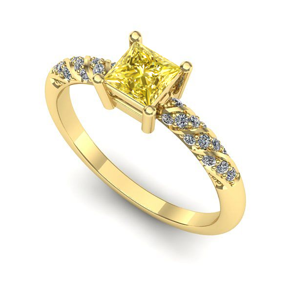 Inel logodna din aur galben cu safir galben