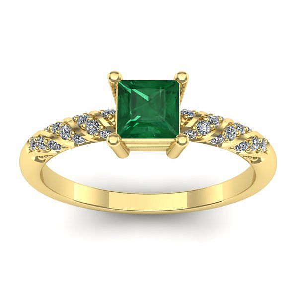 Inel cu smarald patrat