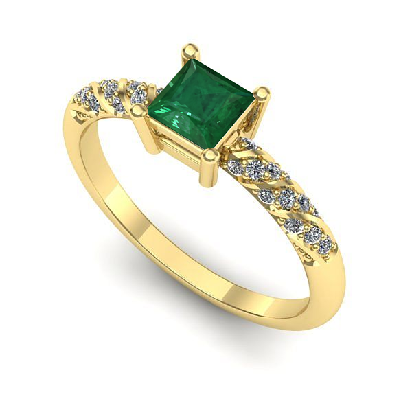 Inel din aur galben cu smarald