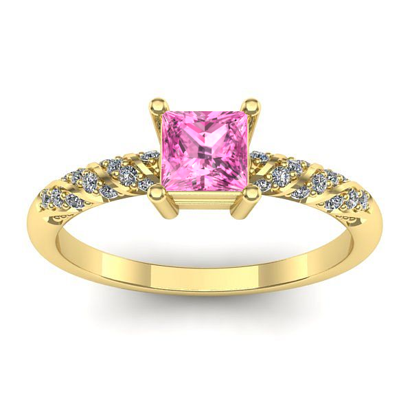 Inel logodna cu safir roz patrat