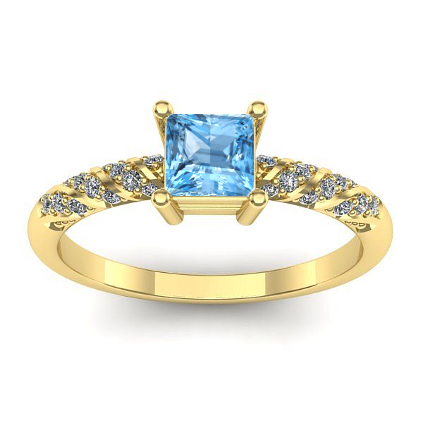 Inel cu topaz blue patrat