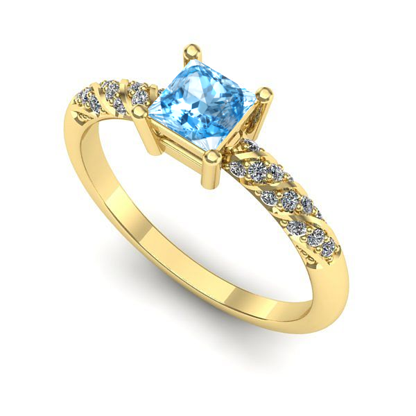 Inel din aur galben cu topaz blue