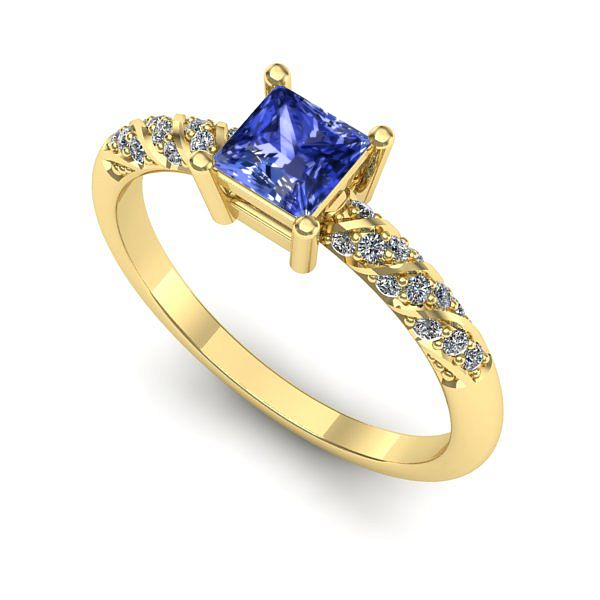 Inel de logodna din aur galben cu tanzanit