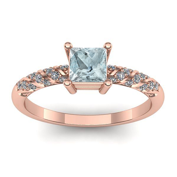 Inel logodna cu aquamarin patrat