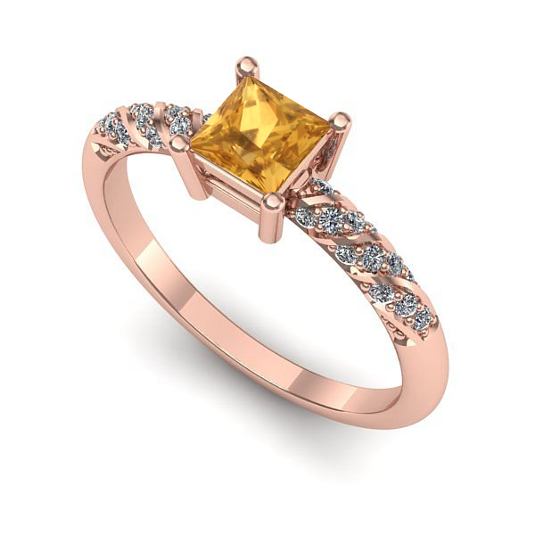 Inel din aur roz cu citrin