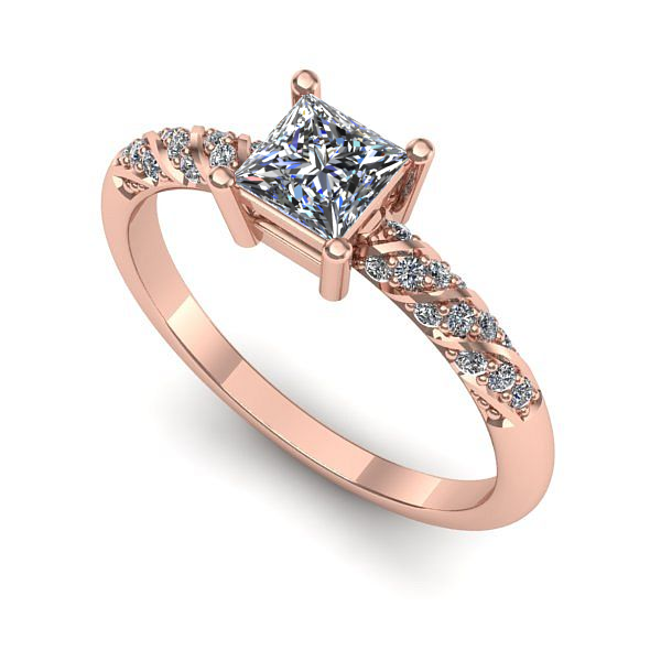 Inel logodna din aur roz cu diamant