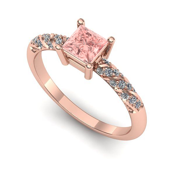 Inel de logodna din aur roz cu diamant de laborator roz