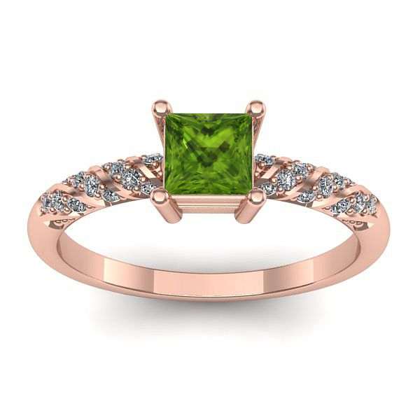 Inel logodna cu peridot patrat