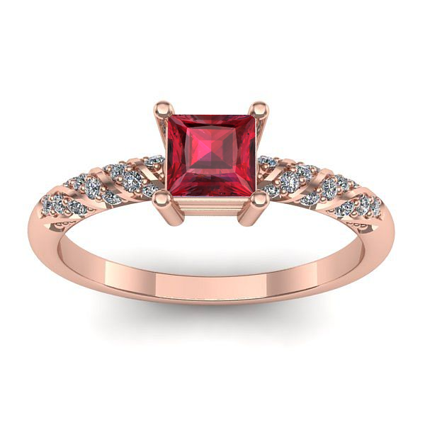 Inel cu rubin patrat