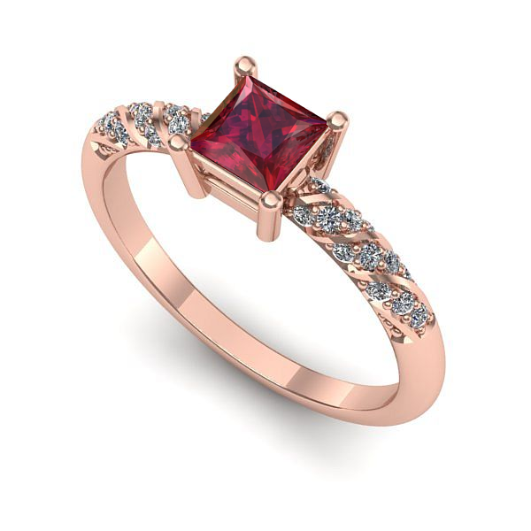 Inel logodna din aur roz cu rubin