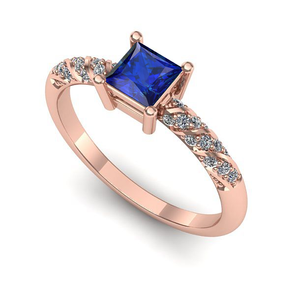 Inel din aur roz cu safir