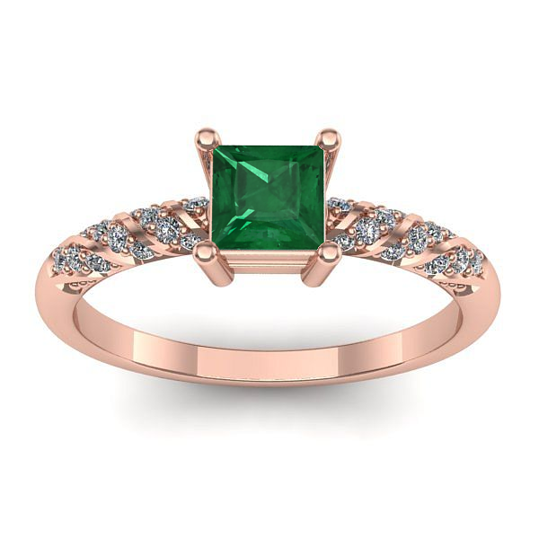 Inel cu smarald patrat