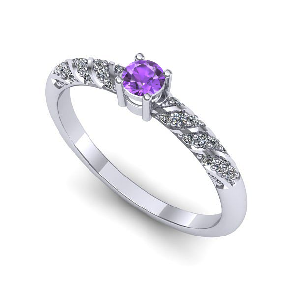 Inel de logodna din aur alb cu ametist