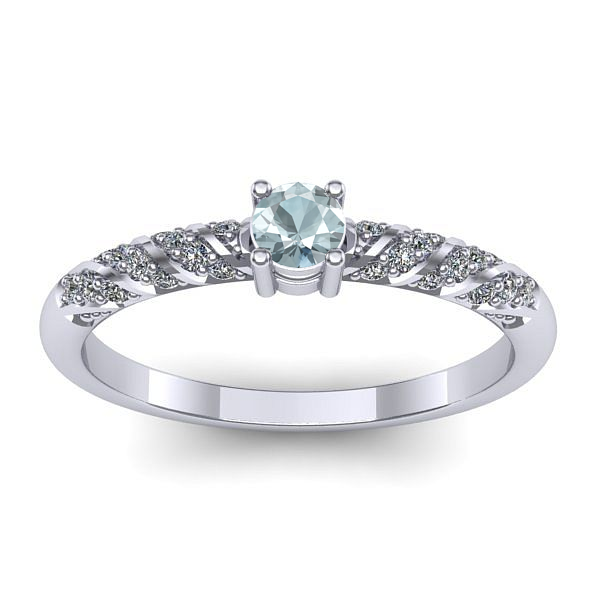 Inel logodna cu aquamarin rotund