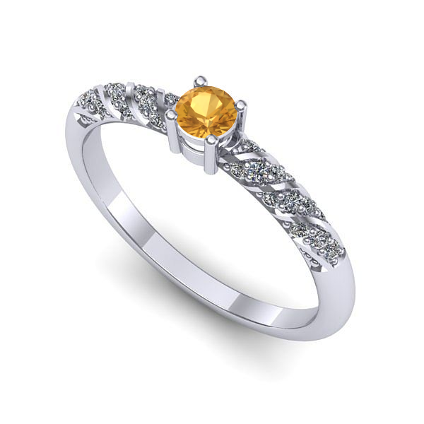 Inel din aur alb cu citrin