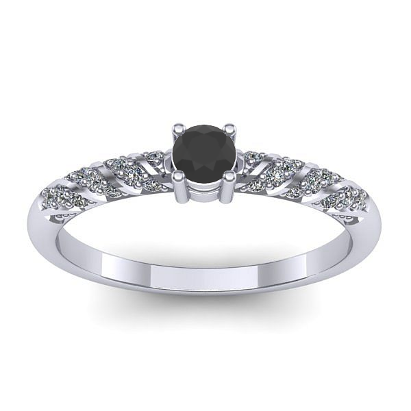 Inel cu diamant negru rotund