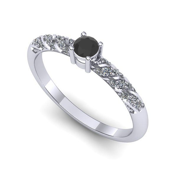 Inel logodna din aur alb cu diamant negru