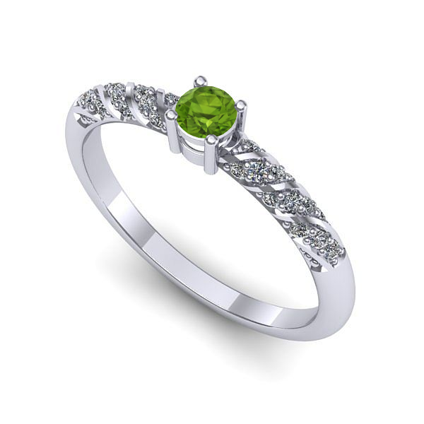 Inel de logodna din aur alb cu peridot