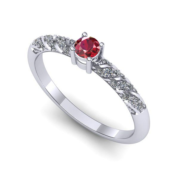 Inel de logodna din aur alb cu rubin